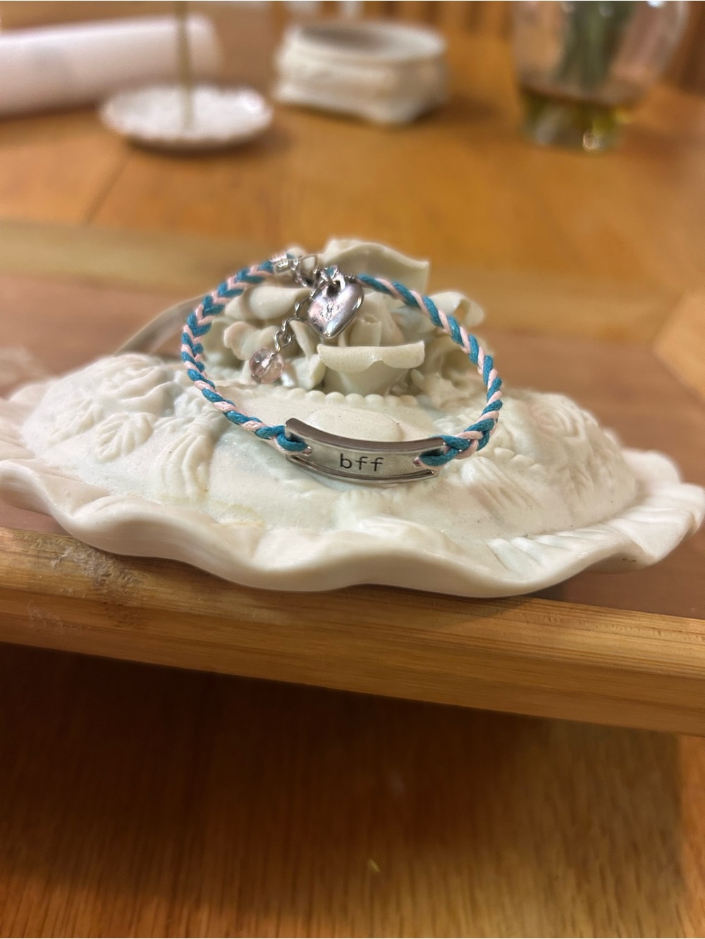 BFF Braided Charm Bracelet Blue Pink